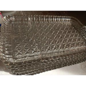 Vintage Hazel Atlas Clear Glass Snack/Vanity Tray sold in sets of 2